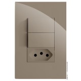 Conjunto Interruptor Duplo Paralelo + 1 Tomada 10A 4x2 - RECTA FENDI GLOSS